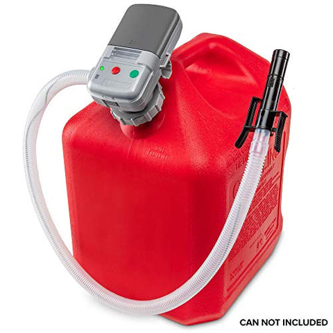 Deway Automatic Fuel Transfer Pump with Auto-Stop, AA Battery Powered, Advanced Adapter Fits All Size Gas Cans, Extra Long Hose, Portable Liquid Pump for Gasoline, Diesel Fuel & More