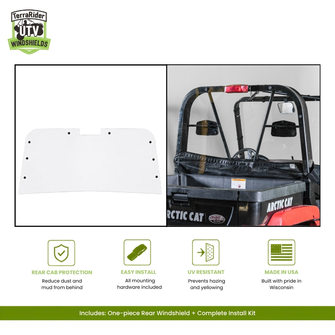 One-piece Arctic Cat Prowler rear windshield panel, feature overview