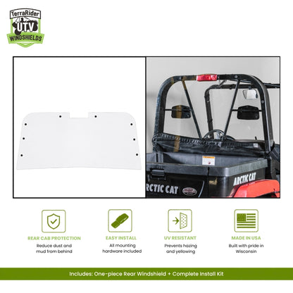 One-piece Arctic Cat Prowler rear windshield panel, feature overview