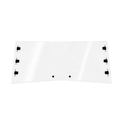 Clear polycarbonate half UTV windshield with pre-drilled mounting holes and black clips, for the 2006–2010 Arctic Cat Prowler.