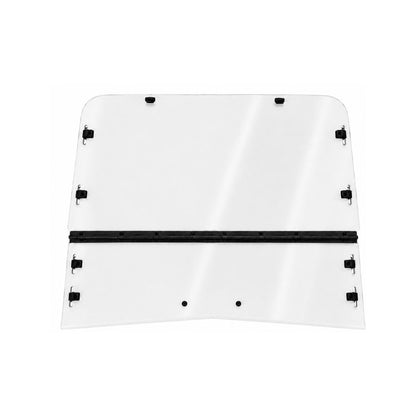 TerraRider tilting UTV windshield panel for the 2006-2010 Arctic Cat Prowler, shown with mounting tabs and center hinge bar