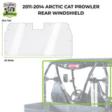 Dimension drawing for the 2011-2014 Arctic Cat Prowler rear windshield, 26.5 inches tall by 53 inches wide