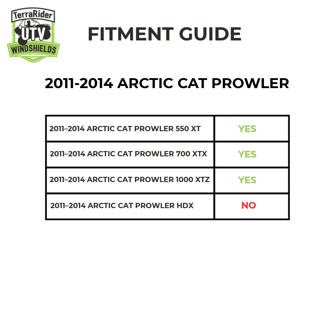 Fitment guide for 2011-2014 Arctic Cat Prowler 550 XT, 700 XTX and 1000 XTZ models
