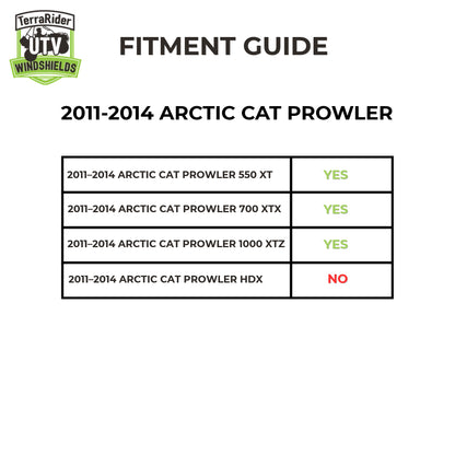 Fitment guide for 2011-2014 Arctic Cat Prowler 550 XT, 700 XTX and 1000 XTZ models
