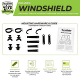 TerraRider UTV windshield mounting hardware and installation guide for the 2011-2014 Arctic Cat Prowler. Components vary by model.