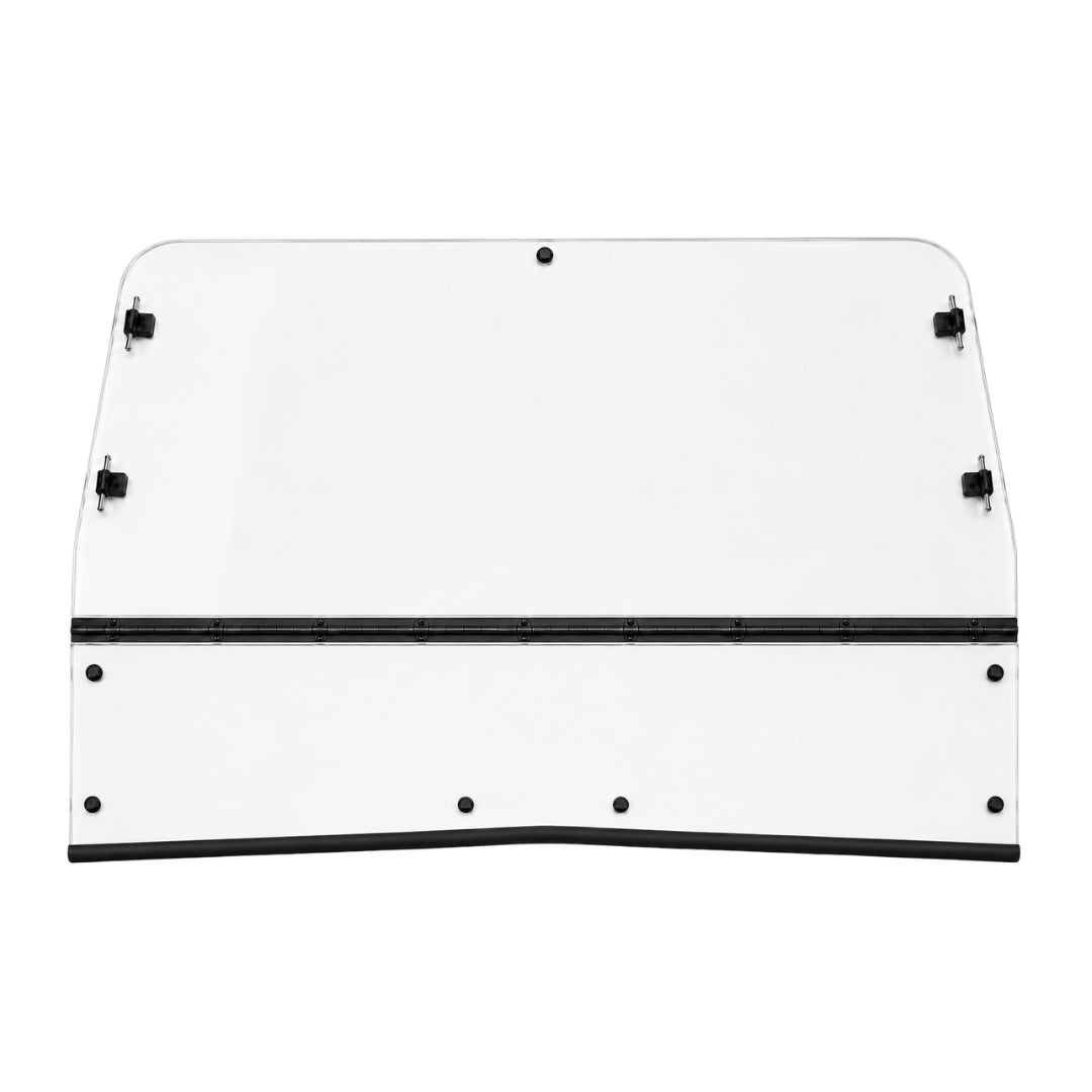 2011-2014 Arctic Cat Prowler tilting UTV windshield, clear polycarbonate with black center hinge and clamps. gallery-1