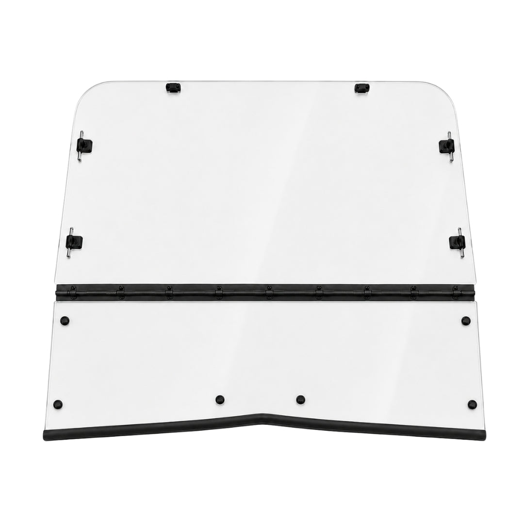 2011-2014 Arctic Cat Prowler tilting UTV windshield, clear polycarbonate with black center hinge and clamps. gallery-2