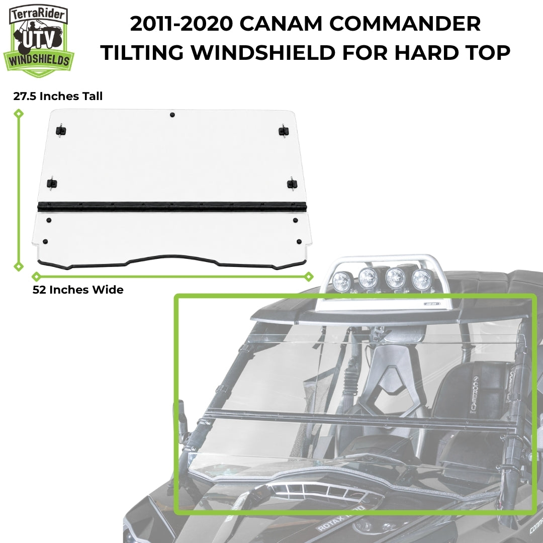 2011-2020 Can-Am Commander tilting windshield for hard top, 27.5 inches tall by 52 inches wide. gallery-1