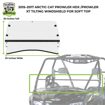 2015-2017 Arctic Cat Prowler HDX tilting windshield for soft top, 30 inches tall by 53 inches wide