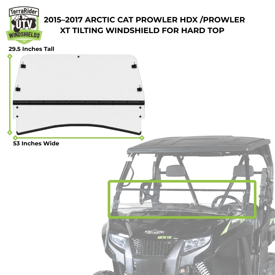 2015-2017 Arctic Cat Prowler HDX tilting windshield for hard top, 29.5 inches tall by 53 inches wide