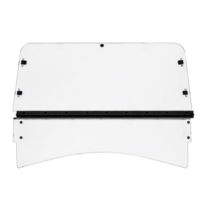 TerraRider tilting UTV windshield panel for the 2015-2017 Arctic Cat Prowler HDX and XT, showing the hinge bar and mounting hardware