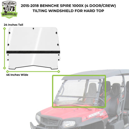 2015-2018 Bennche Spire 1000 tilting windshield dimensions for hard top, 24 inches tall by 46 inches wide. gallery-1