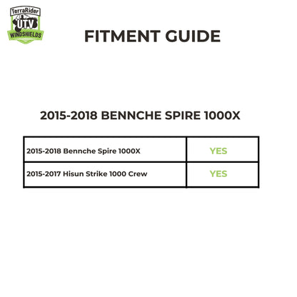 Fitment guide for the 2015-2018 Bennche Spire 1000X and 2015-2017 Hisun Strike 1000 Crew