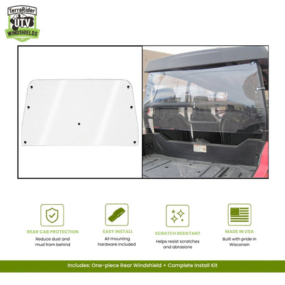 Bennche Spire 1000X one-piece rear windshield, no trim, shown installed on a red Spire
