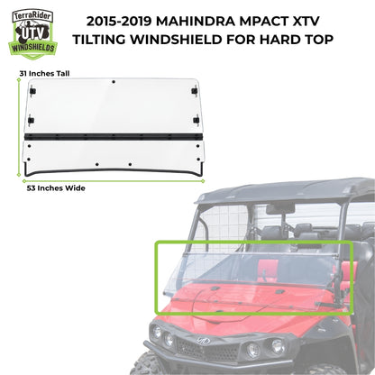 2015-2019 Mahindra mPACT XTV tilting windshield dimensions for hard top, 31 inches tall by 53 inches wide. gallery-1