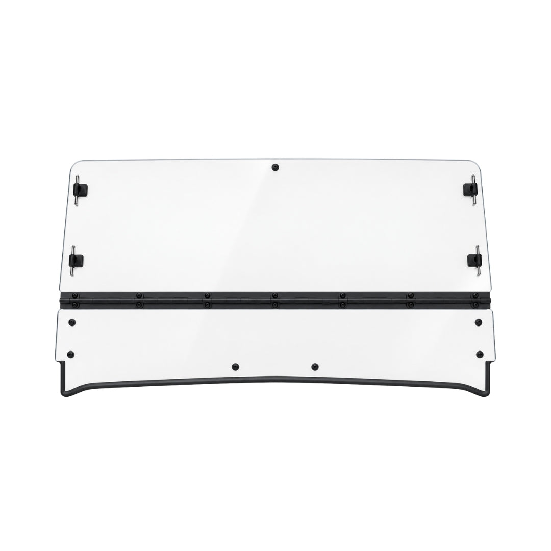 2015-2019 Mahindra mPACT XTV tilting windshield for hard top, two-piece clear polycarbonate panel with hinge. gallery-1