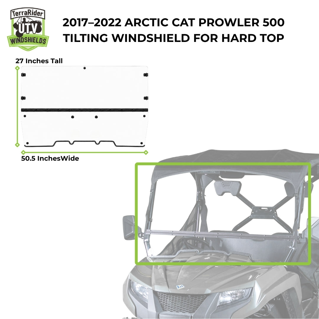 2017-2022 Arctic Cat Prowler 500 tilting windshield for hard top, 27 inches tall by 50.5 inches wide