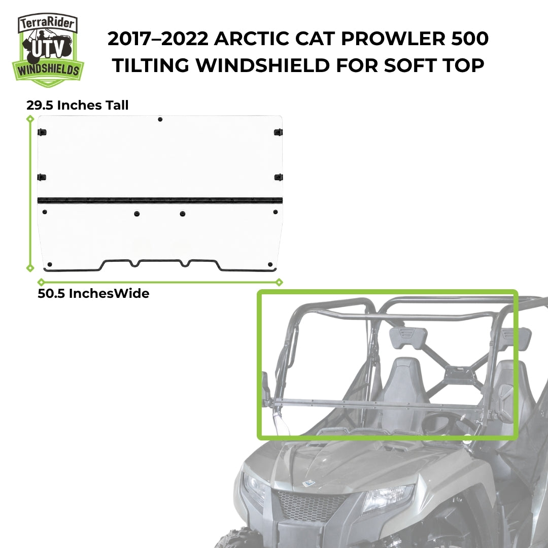2017-2022 Arctic Cat Prowler 500 tilting windshield for soft top, 29.5 inches tall by 50.5 inches wide