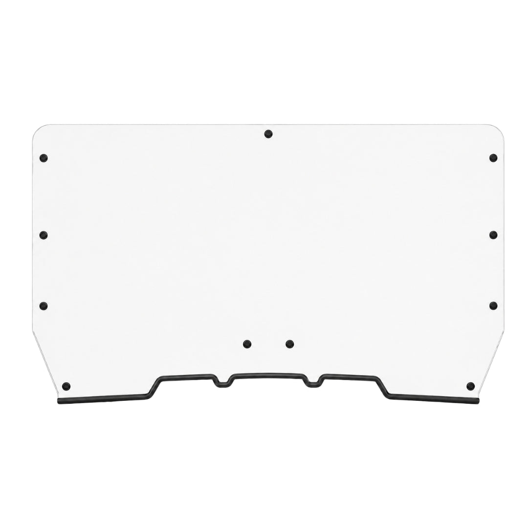 2017-2022 Arctic Cat Prowler 500 and Tracker 500S full UTV windshield, clear one-piece polycarbonate with black bottom trim