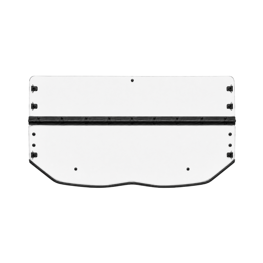 2017-2026 Can-Am Maverick X3 and X3 MAX tilting windshield, two-piece clear polycarbonate panel with hinge