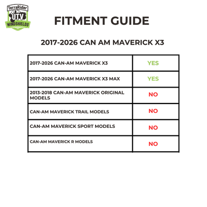 Fitment guide for the 2017-2026 Can-Am Maverick X3 and X3 MAX