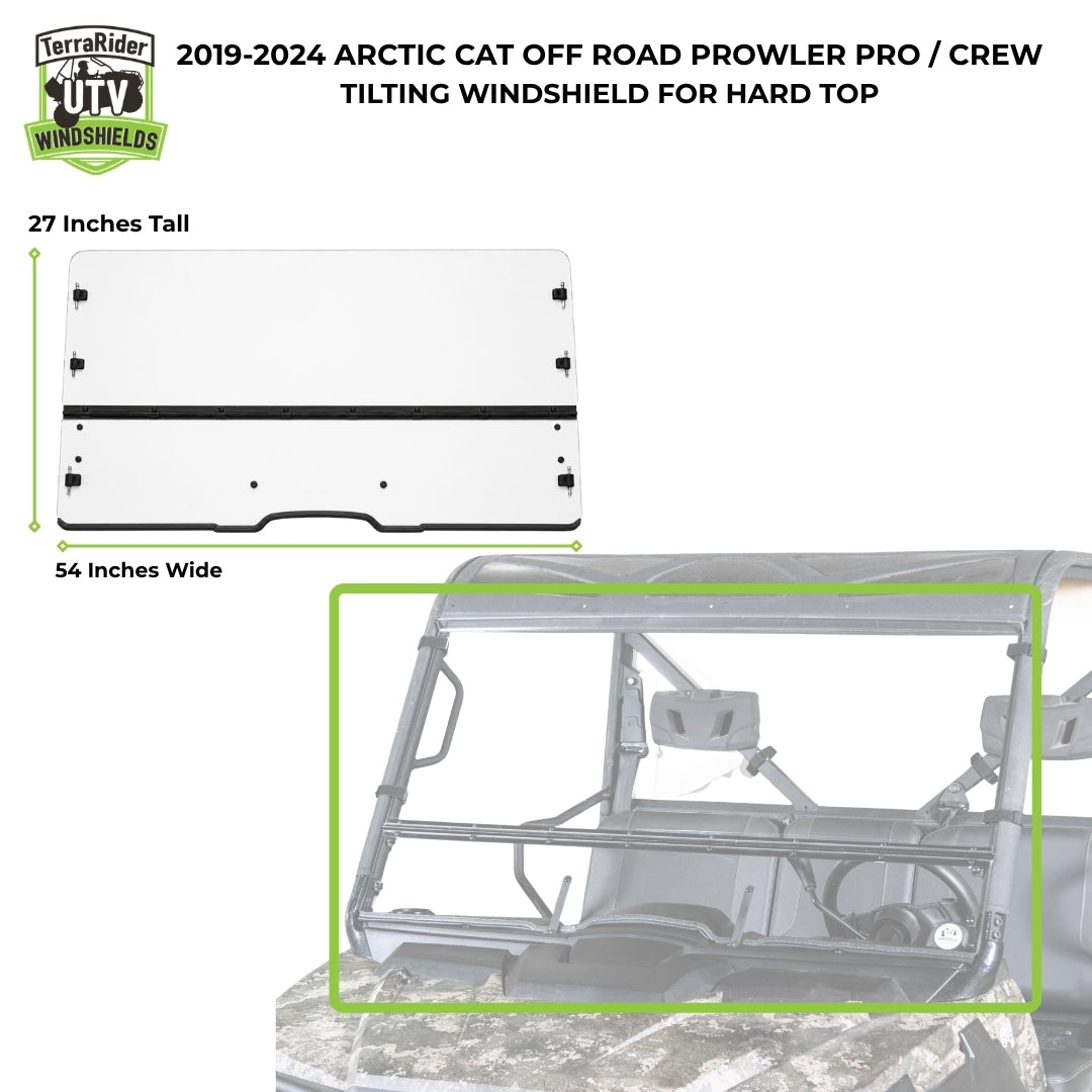 2019-2024 Arctic Cat Prowler Pro tilting windshield for hard top of soft top, 27 inches tall by 54 inches wide. gallery-1