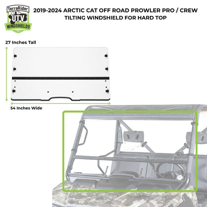 2019-2024 Arctic Cat Prowler Pro tilting windshield for hard top of soft top, 27 inches tall by 54 inches wide. gallery-1