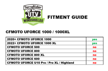 CFMOTO UFORCE 1000/1000XL WITH PRO FIT FRAME REAR UTV WINDSHIELD (TK00553 & TK00554)