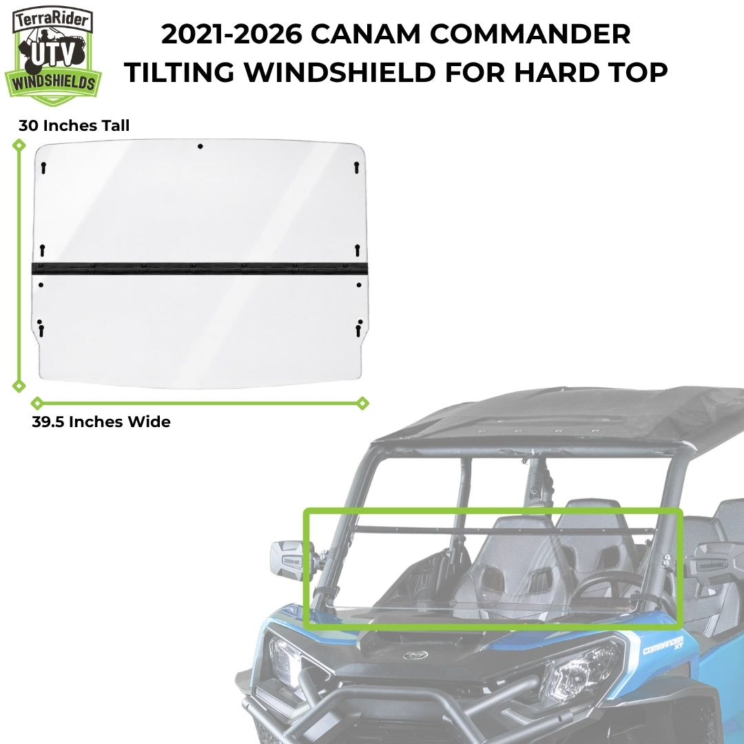 2021-2026 Can-Am Commander tilting windshield for hard top, 30 inches tall by 39.5 inches wide. gallery-1