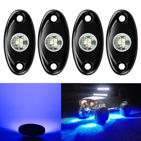 4 Pods LED Rock Lights, Ampper Waterproof LED Neon Underglow Light 