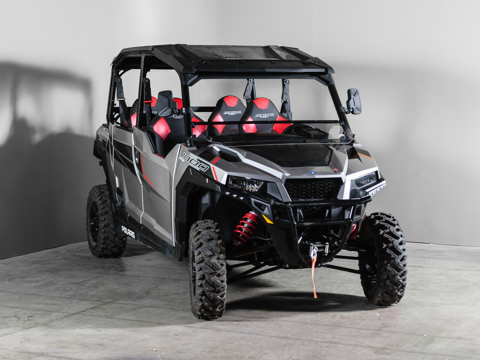 TK00796 POLARIS GENERAL WITH PRO FIT FRAME TILTING UTV WINDSHIELD - SCRATCH RESISTANT 3/16" - FOR SOFT OR NO TOP